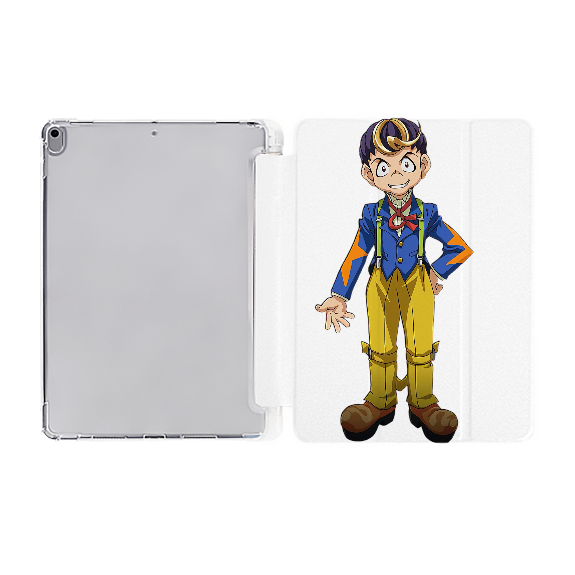 （画像用） 遊☆戯☆王 Yu-Gi-Oh! IPad ケース ペン収納付き 三つ折りスタンド PUレザー×シリコン 対応機種9.5/10.5/10.9インチ